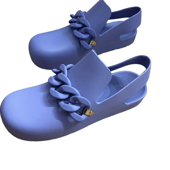 YOKI PURPLE HARRET CHAIN ACCENT SLING CLOGS - Picture 4 of 10